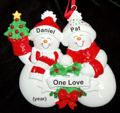 Snow Family with Tree for 2 Christmas Ornament Personalized by Russell Rhodes