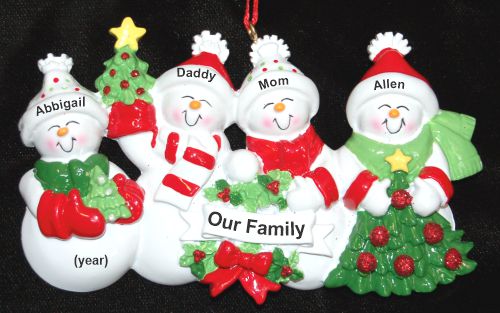 Family Christmas Ornament Snow Fam for 4 Personalized by RussellRhodes.com