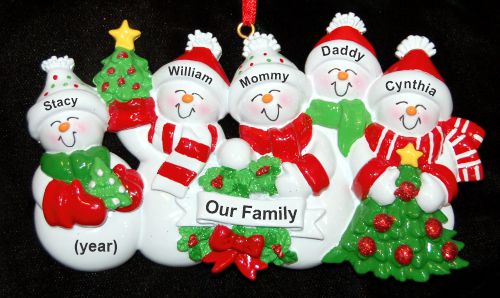 Family Christmas Ornament Snow Fam for 5 Personalized by RussellRhodes.com