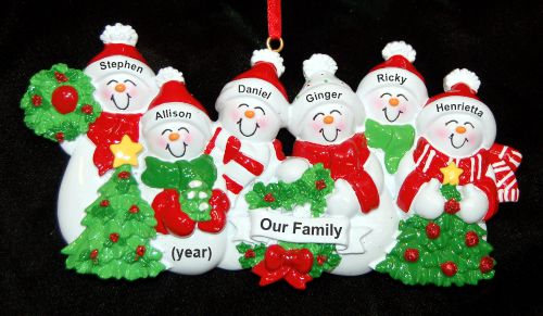 Family Christmas Ornament Snow Fam for 6 Personalized by RussellRhodes.com