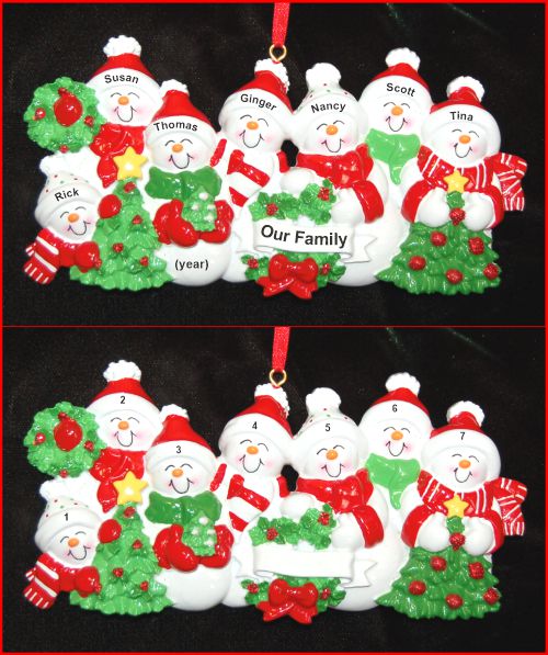 Family Christmas Ornament Snow Fam for 7 Personalized by RussellRhodes.com