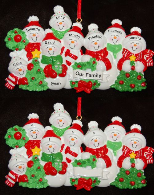 Snow Family with Tree for 8 Christmas Ornament Personalized by RussellRhodes.com