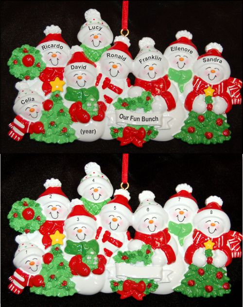My Xmas Fun Bunch 8 Grandkids Christmas Ornament Personalized by RussellRhodes.com