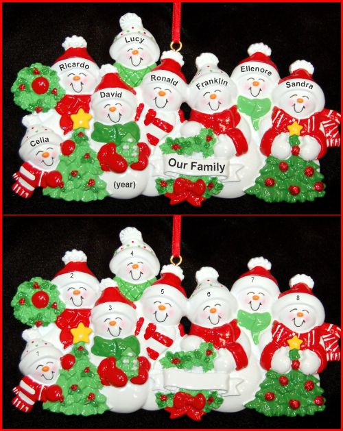 Family Christmas Ornament Snow Fam for 8 Personalized by RussellRhodes.com