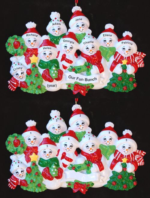 My Xmas Fun Bunch 9 Grandkids Christmas Ornament Personalized by RussellRhodes.com