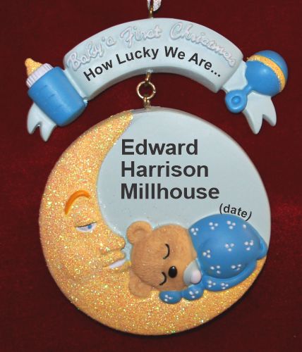 Baby's First Christmas Blue Moon Christmas Ornament Personalized by Russell Rhodes