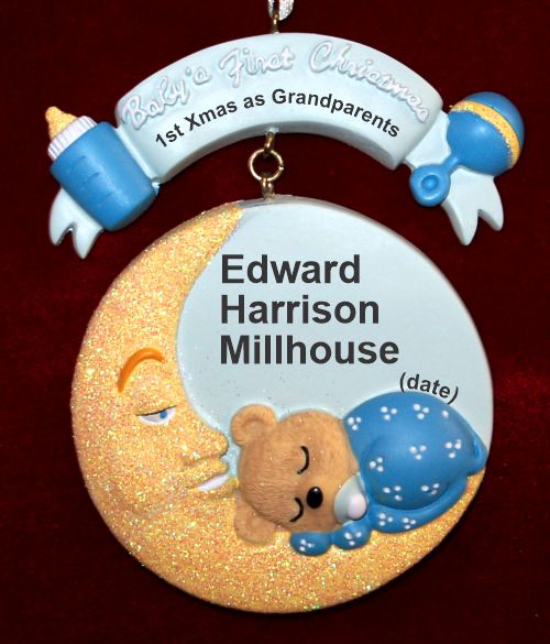 First Christmas as Grandparents Ornament Baby Boy Personalized by RussellRhodes.com