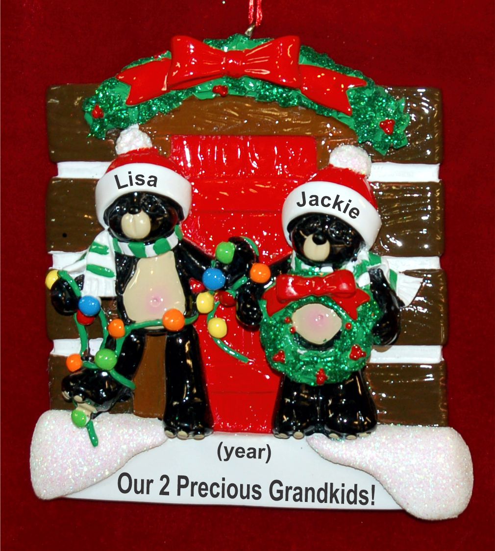 Grandchildren Christmas Ornament Bears and Lights for 2 Personalized by RussellRhodes.com