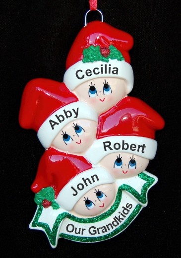 Grandparents Christmas Ornament Holiday Caps 4 Grandkids Personalized by RussellRhodes.com