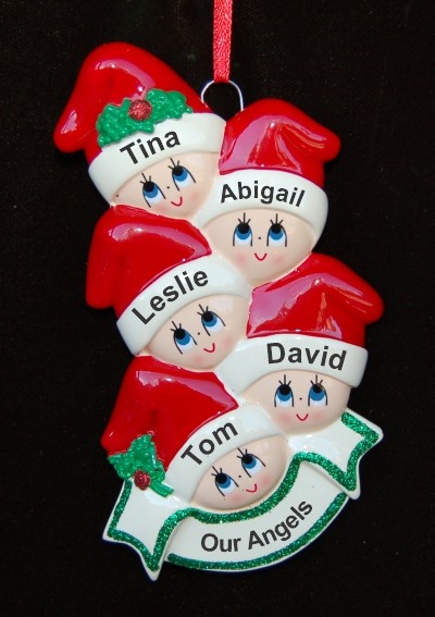 Stocking Caps Our 5 Kids Christmas Ornament Personalized by RussellRhodes.com