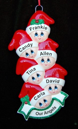 Family Christmas Ornament Holiday Caps Our 6 Kids Personalized by RussellRhodes.com