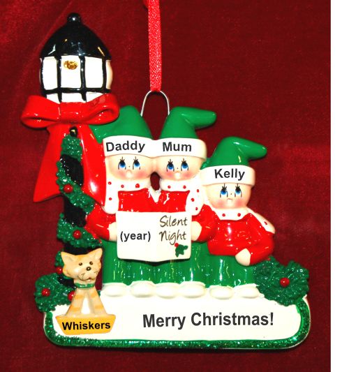 Christmas Caroling  for 3 Christmas Ornament with Pets Personalized by RussellRhodes.com