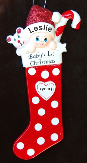 Baby's First Christmas Ornament 'Lizbethan Long Stocking Personalized by RussellRhodes.com