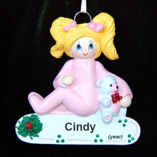 Toddler Christmas Ornament Blond Female Personalized by RussellRhodes.com