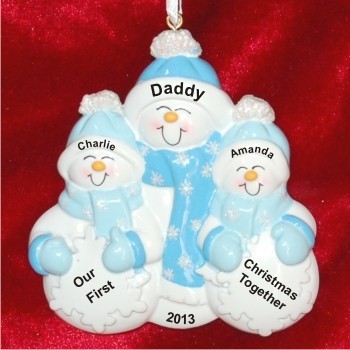 Single Parent First Christmas with 2 Children Christmas Ornament Personalized by Russell Rhodes