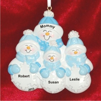 Single Parent First Christmas with 3 Children Christmas Ornament Personalized by Russell Rhodes