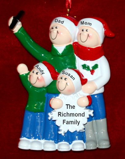 Family Christmas Ornament Selfie Fun for 4 Personalized by RussellRhodes.com