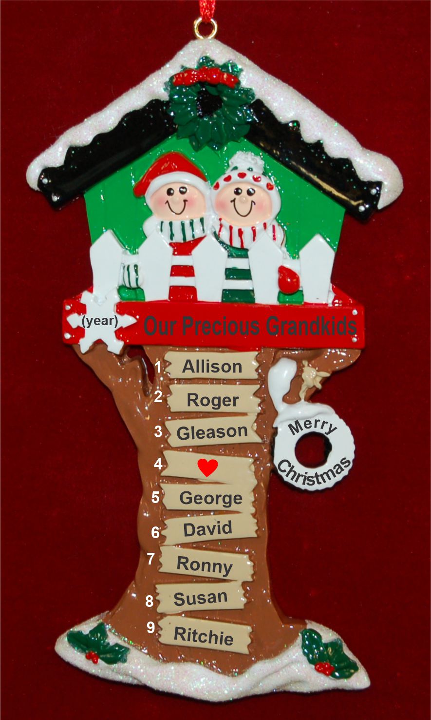 Grandparents Christmas Ornament Tree House 8 Personalized FREE by Russell Rhodes