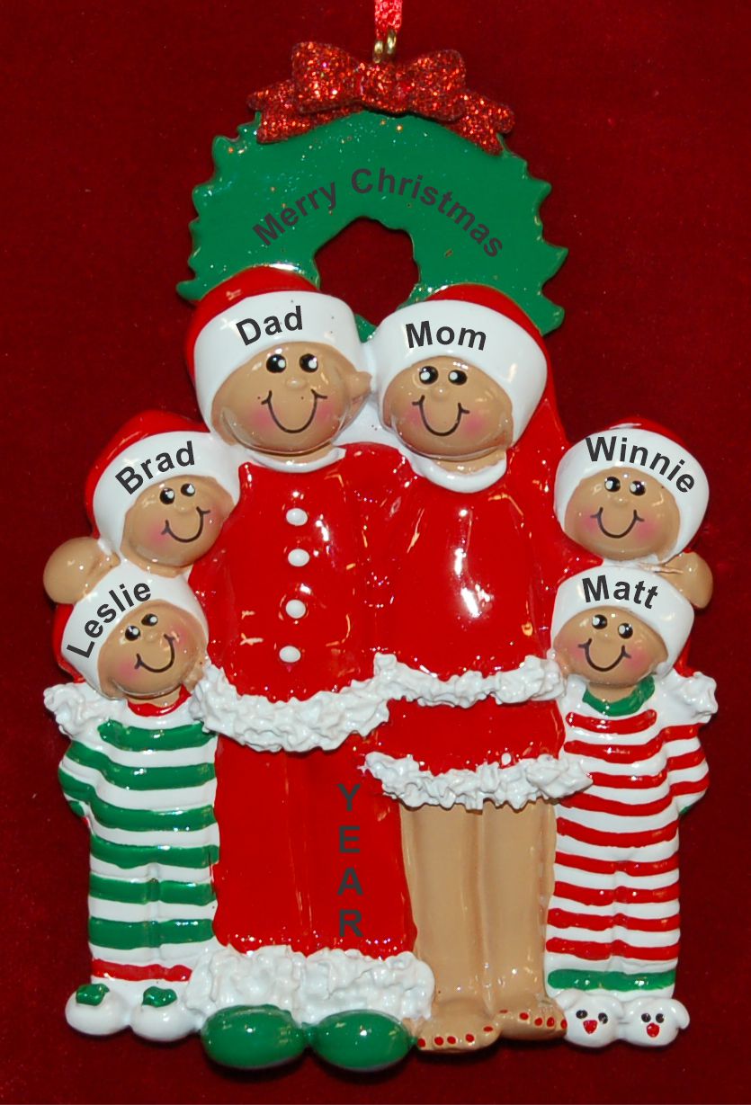 African American Family Christmas Ornament Xmas Morn for 6 Personalized FREE by Russell Rhodes