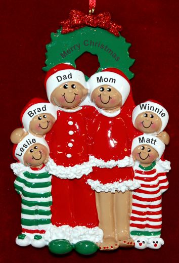 African American Family Christmas Ornament Xmas Morn for 6 Personalized by RussellRhodes.com