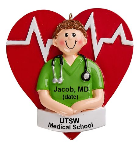 Medical School Graduation Ornament Healthy Hearts Male Personalized by RussellRhodes.com