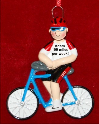 Cyclist Male Christmas Ornament Personalized by Russell Rhodes