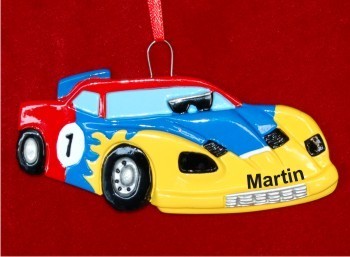 Top Rail Race Car Christmas Ornament Personalized by Russell Rhodes