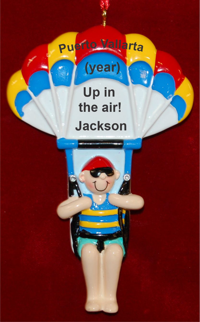 Parasailing Christmas Ornament Male Personalized FREE by Russell Rhodes