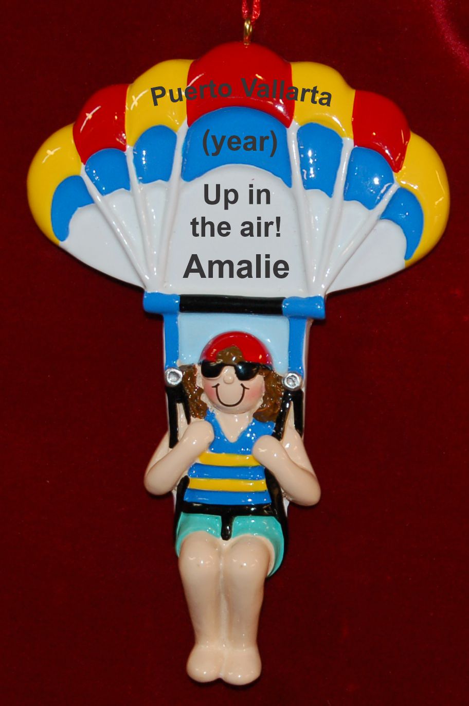 Parasailing Christmas Ornament Female Personalized by RussellRhodes.com