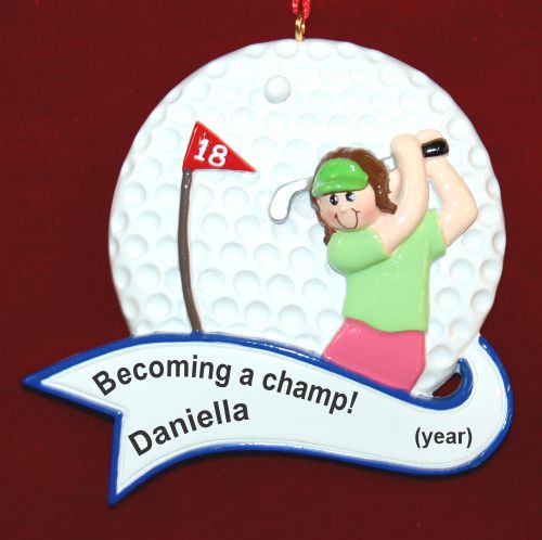 Golf Christmas Ornament Mastering the Links Female Personalized by RussellRhodes.com