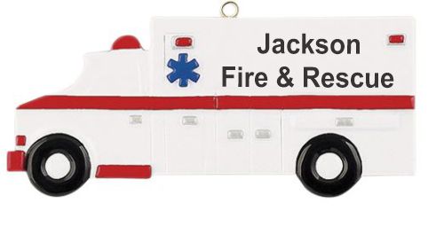 Ambulance Christmas Ornament EMT Personalized by RussellRhodes.com