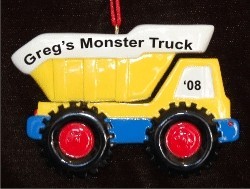 Monster Truck Earth Mover Christmas Ornament Personalized by Russell Rhodes