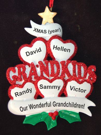 Grandparents Christmas Ornament Loving Hearts 5 Grandkids Personalized by RussellRhodes.com