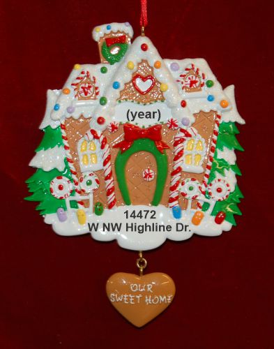 Gingerbread Home Sweet Home Christmas Ornament Personalized by RussellRhodes.com