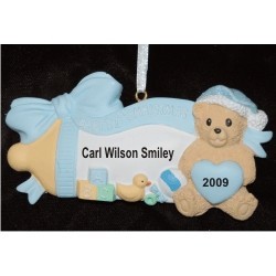 Baby's 1st Bottle 'N Blocks Blue Christmas Ornament Personalized by RussellRhodes.com