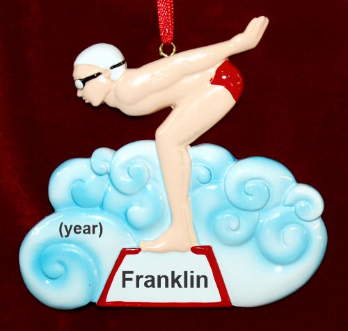 Swimming Christmas Ornament Male Star of the Pool Personalized by RussellRhodes.com