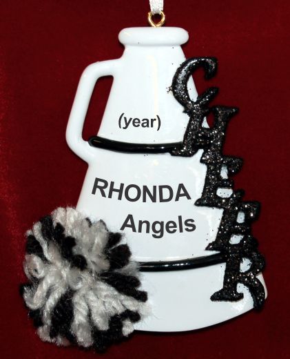 Cheerleading Christmas Ornament Black Pom Personalized by RussellRhodes.com