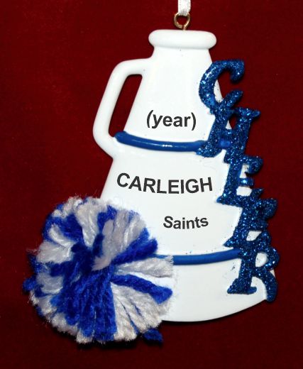 Cheerleading Christmas Ornament Blue Pom Personalized by RussellRhodes.com