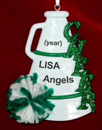 Cheerleading Christmas Ornament Green Pom Personalized by RussellRhodes.com