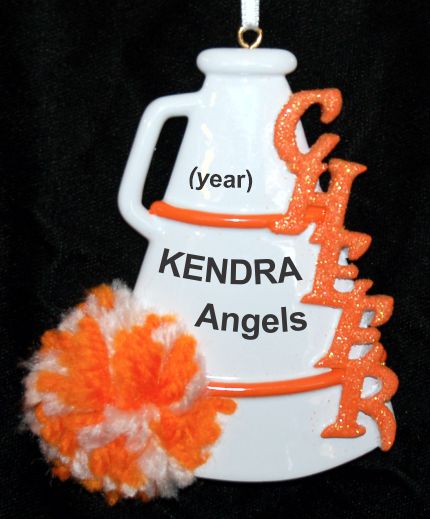 Cheerleading Christmas Ornament Orange Pom Personalized by RussellRhodes.com