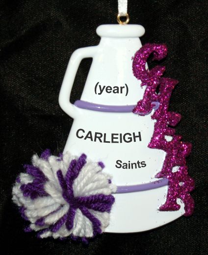 Cheerleading Christmas Ornament Purple Pom Personalized by RussellRhodes.com