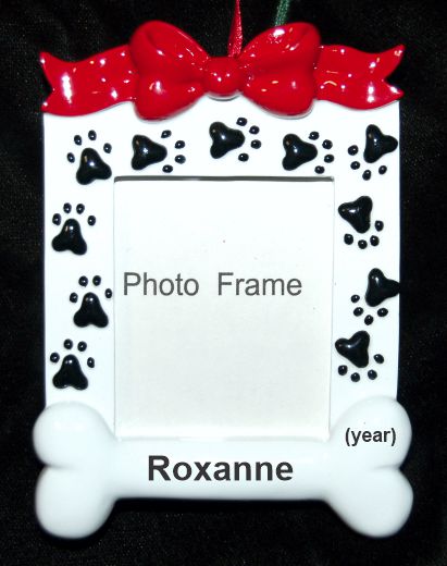 Dog Christmas Ornament Paw Prints Dog House Photo Frame Personalized by RussellRhodes.com