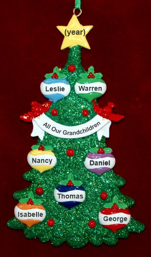 Grandkids Christmas ornament Xmas Tree for 7 Grandkids Personalized by RussellRhodes.com