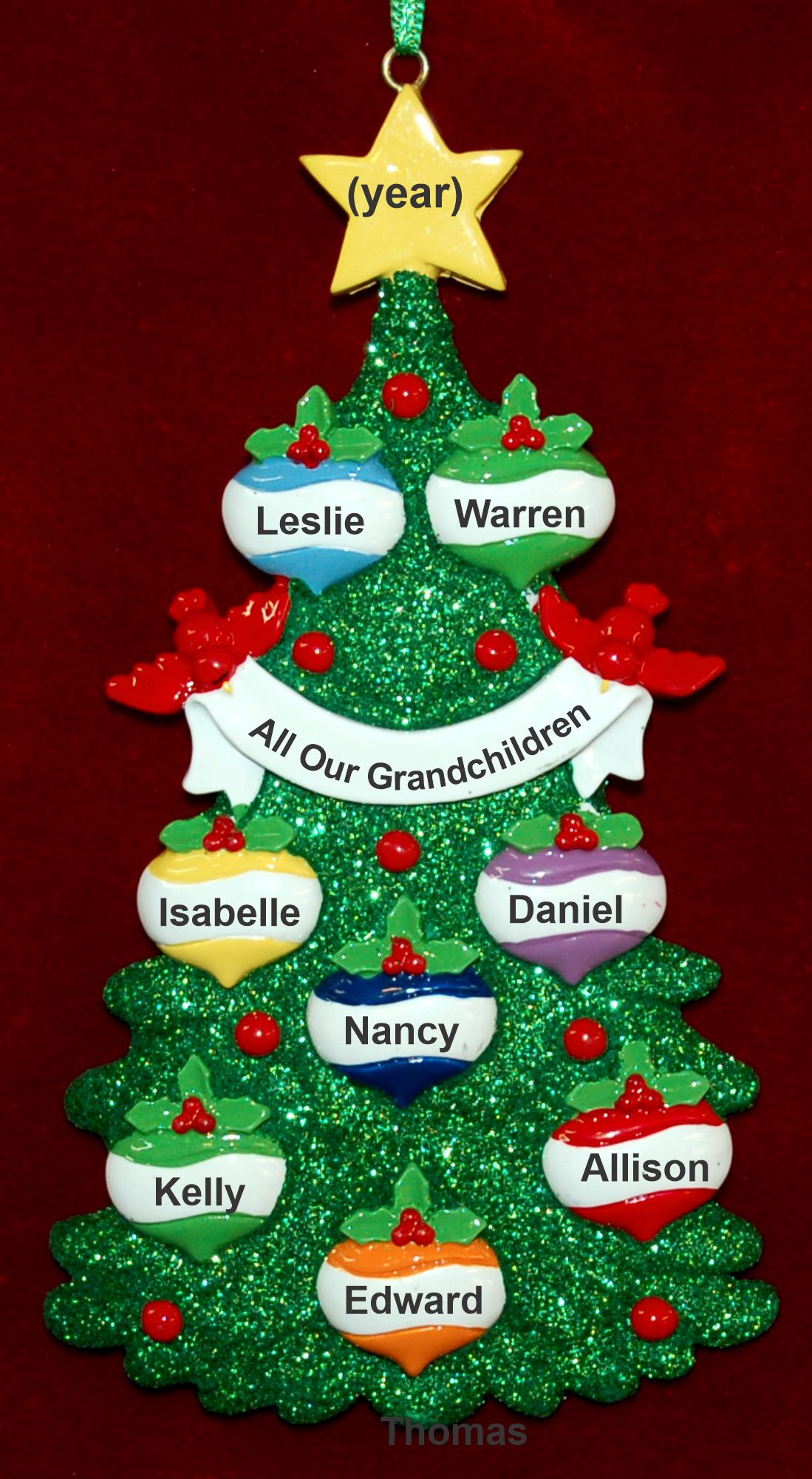 Grandkids Christmas Ornament Xmas Tree for 8 Grandkids Personalized by RussellRhodes.com