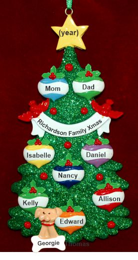 Family Christmas ornament Xmas Tree for 8 with Pets Personalized by RussellRhodes.com