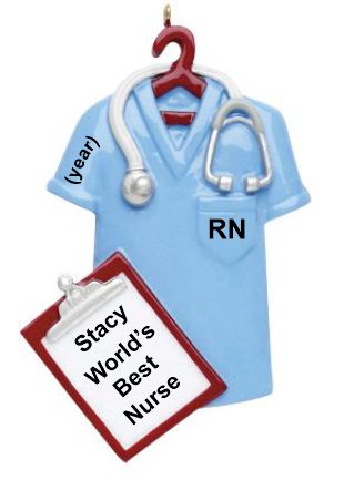 Medical Scrubs Nurse Christmas Ornament Helping Others Personalized by RussellRhodes.com