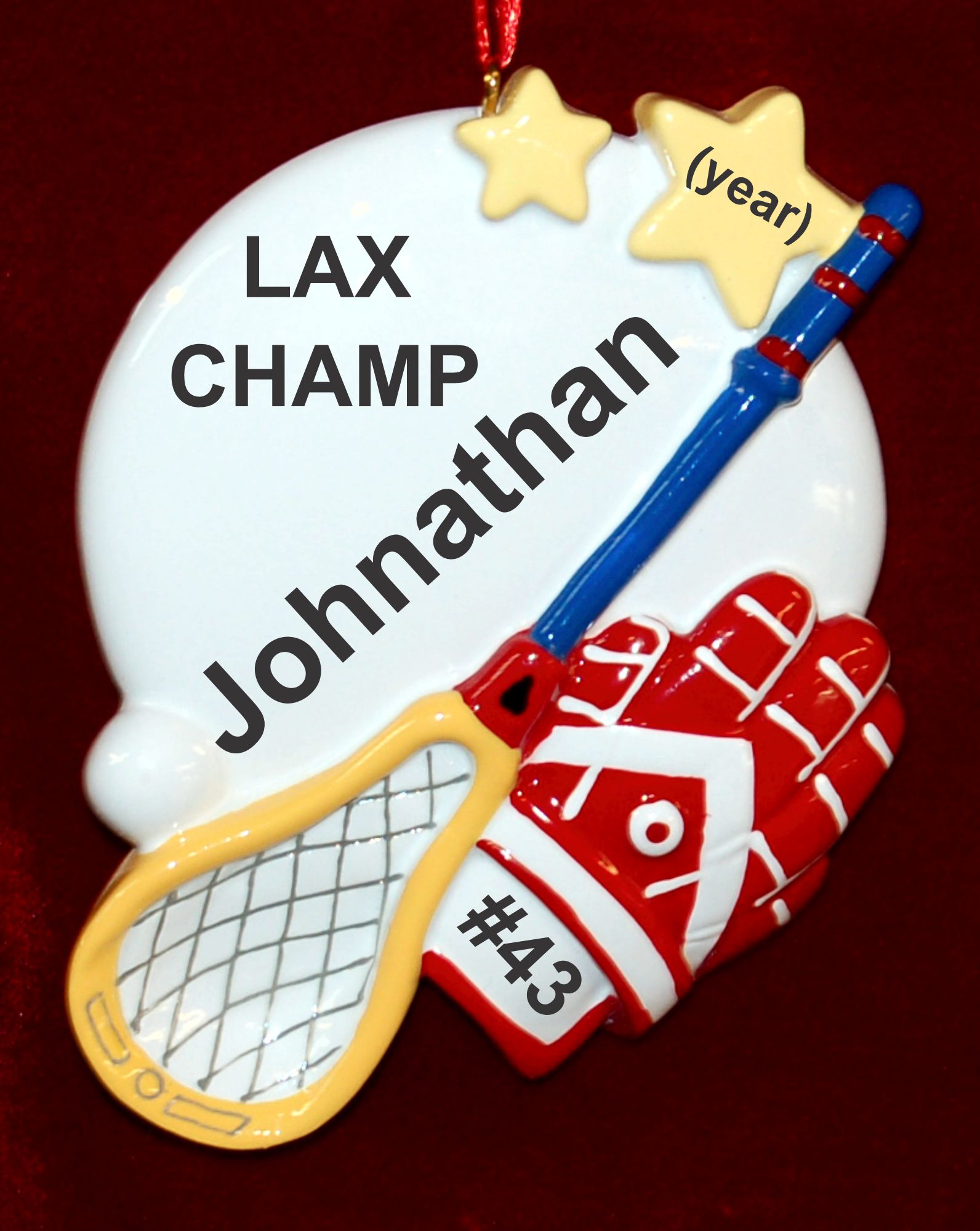 Lacrosse Christmas Ornament Champ Player Personalized by RussellRhodes.com