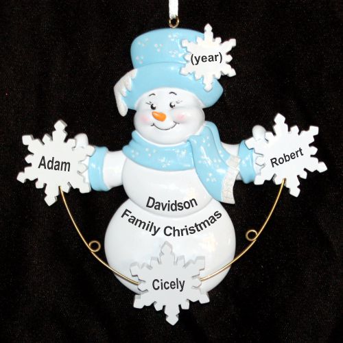 Family Christmas Ornament Frosty Snowflakes for 3 Personalized by RussellRhodes.com