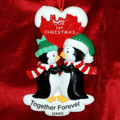 Our First Christmas Christmas Ornament Penguins Kiss Personalized by RussellRhodes.com
