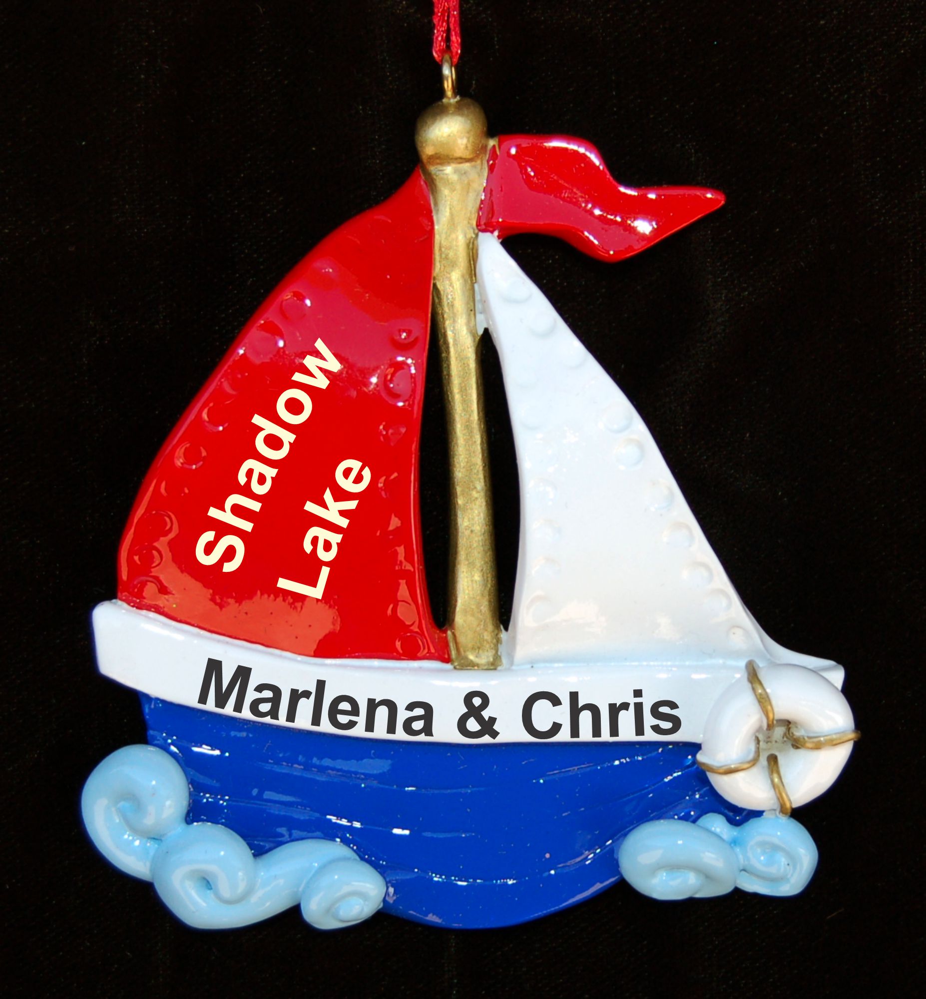 Personalized I love to Sail Christmas Ornament for 2 by Russell Rhodes